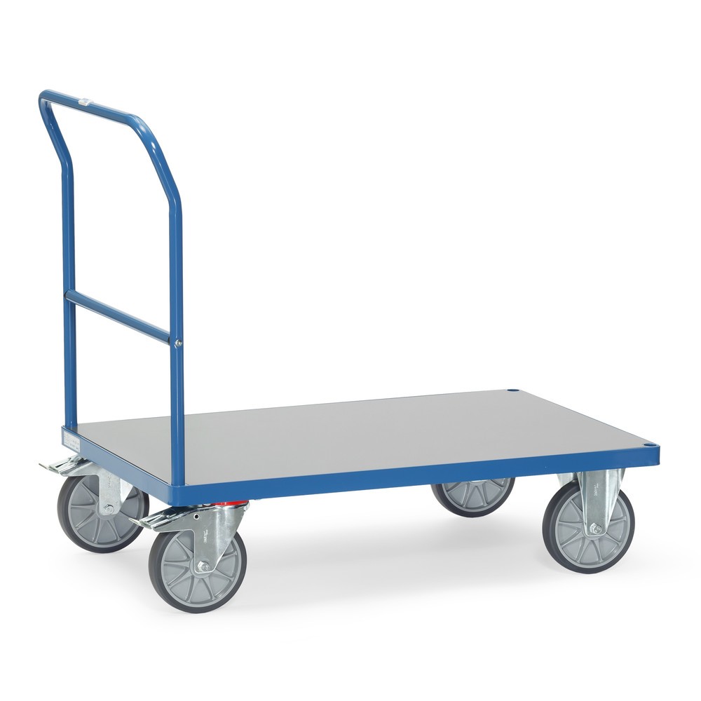 Imagem do produto: fetra® carro de plataforma com pega de avanço, superfície de carregamento traseira resistente às intempéries LxP 700 x 1.000 mm, azul brilhante
