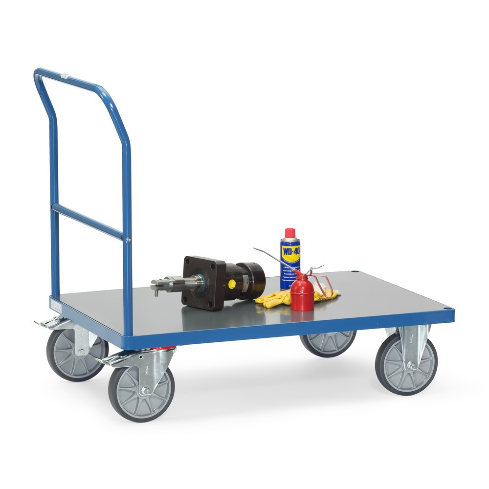 Imagem do produto n.º 4: fetra® carro de plataforma com pega de avanço, superfície de carregamento traseira resistente às intempéries LxP 700 x 1.000 mm, azul brilhante