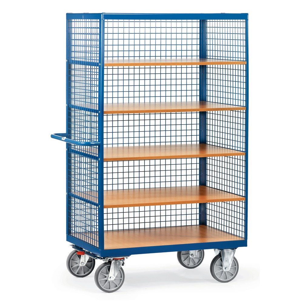 Imagem do produto: fetra® armário com rodas, 3 painéis de grade, 5 pisos de 1000 x 680 mm