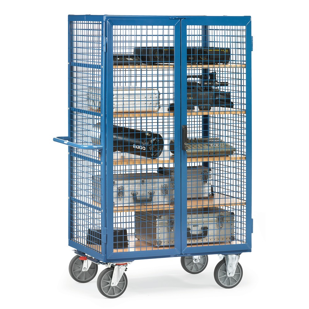 Imagem do produto n.º 3: fetra® armário com rodas, capacidade de carga de 750 kg, com painéis de grade e porta de duas folhas, 5 pisos de 1000 x 680 mm