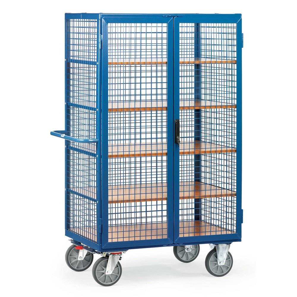 Imagem do produto: fetra® armário com rodas, capacidade de carga de 750 kg, com painéis de grade e porta de duas folhas, 5 pisos de 1000 x 680 mm