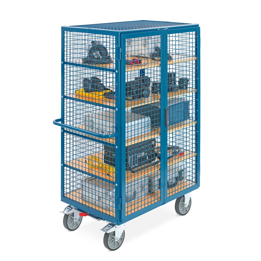 Imagem do produto n.º 4: fetra® armário com rodas, capacidade de carga de 750 kg, com painéis de grade e porta de duas folhas, 5 pisos de 1000 x 680 mm