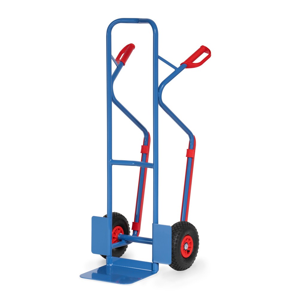 Imagem do produto: fetra® carro empilhador, capacidade de carga de 300 kg, pá LxP 320 x 250 mm, com patim deslizante, pneumáticos, azul brilhante