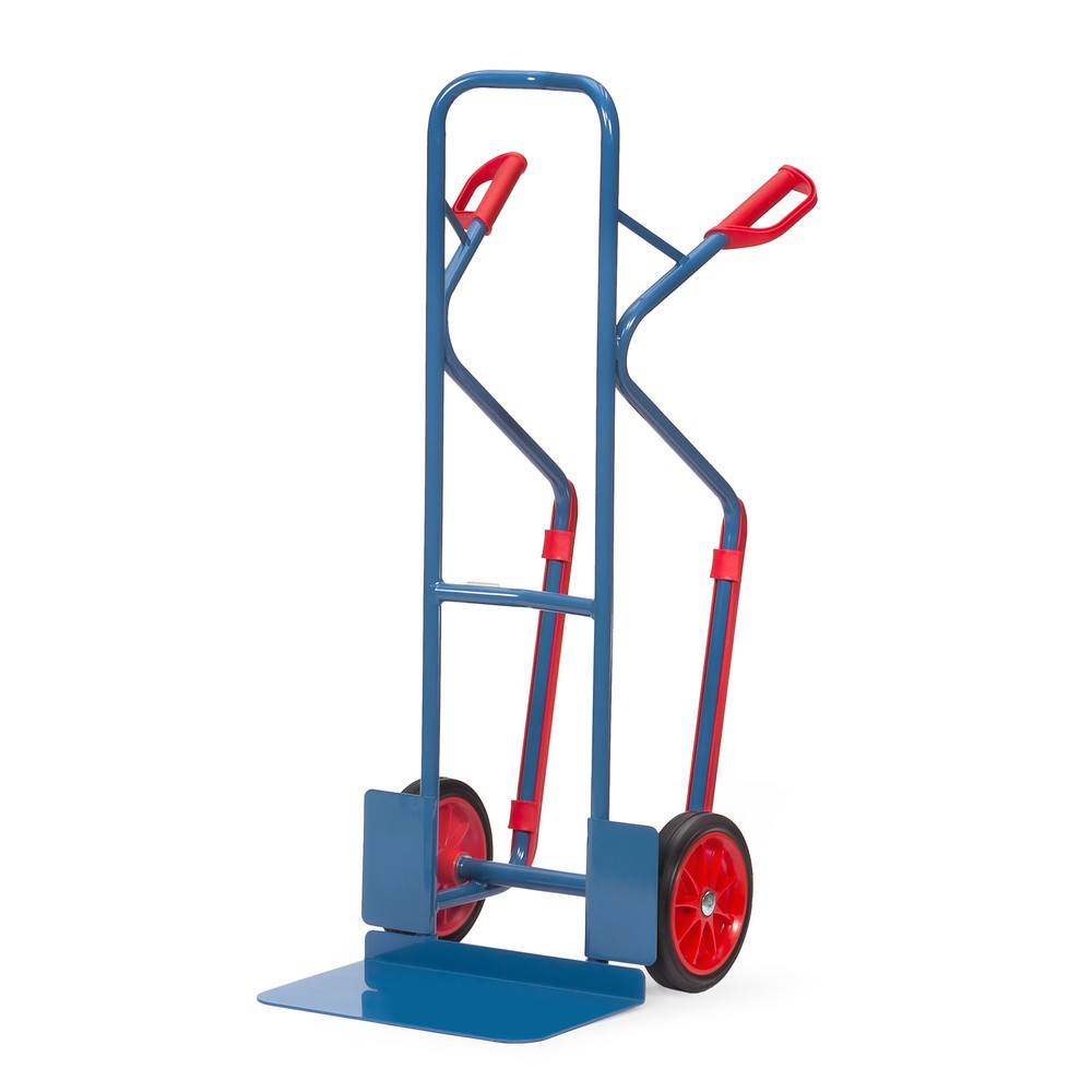 Imagem do produto: fetra® carro empilhador, capacidade de carga de 300 kg, pá LxP 480 x 300 mm, com patim deslizante, pneus de borracha maciça, azul brilhante