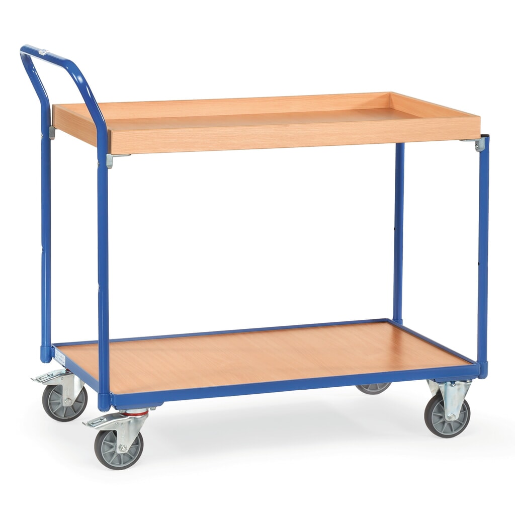 fetra® carro com mesa, 1 piso de madeira + 1 caixa de madeira de 850 x 500 mm, altura 1.030 mm Imagem do produto: fetra® carro com mesa, 1 piso de madeira + 1 caixa de madeira de 850 x 500 mm, altura 1.030 mm