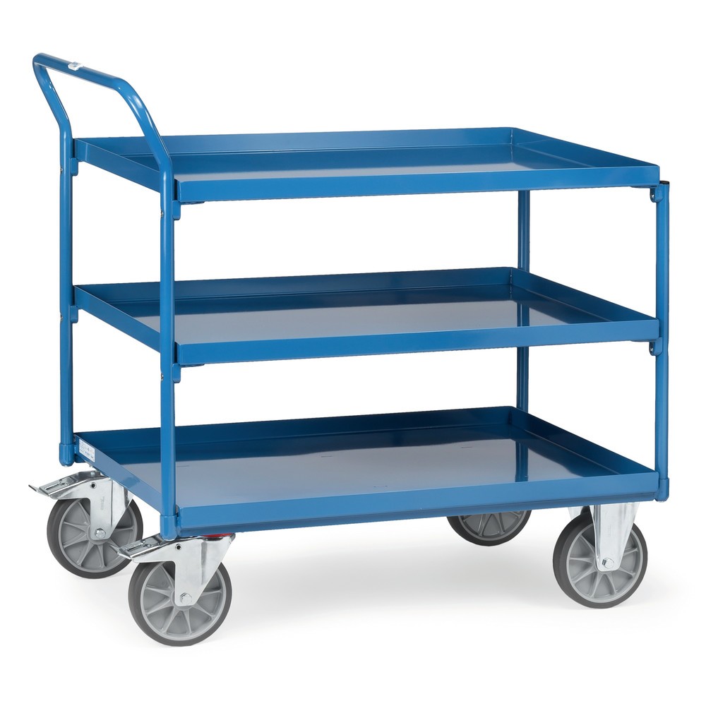 Imagem do produto: fetra® carro com mesa com cubas estanques ao óleo, 3 pisos de 850 x 500 mm cada, arco em U elevado