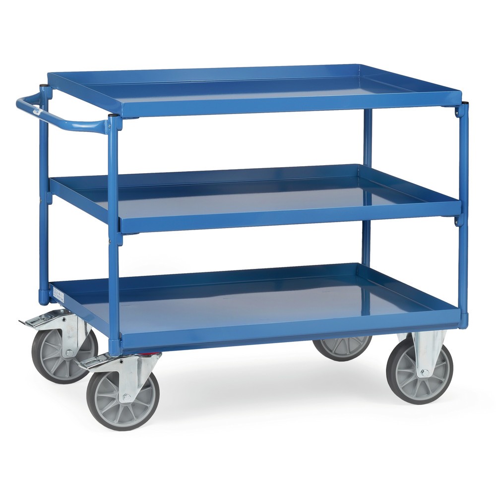 Imagem do produto: fetra® carro com mesa com cubas estanques ao óleo, 3 pisos de 1.000 x 700 mm cada, arco em U horizontal