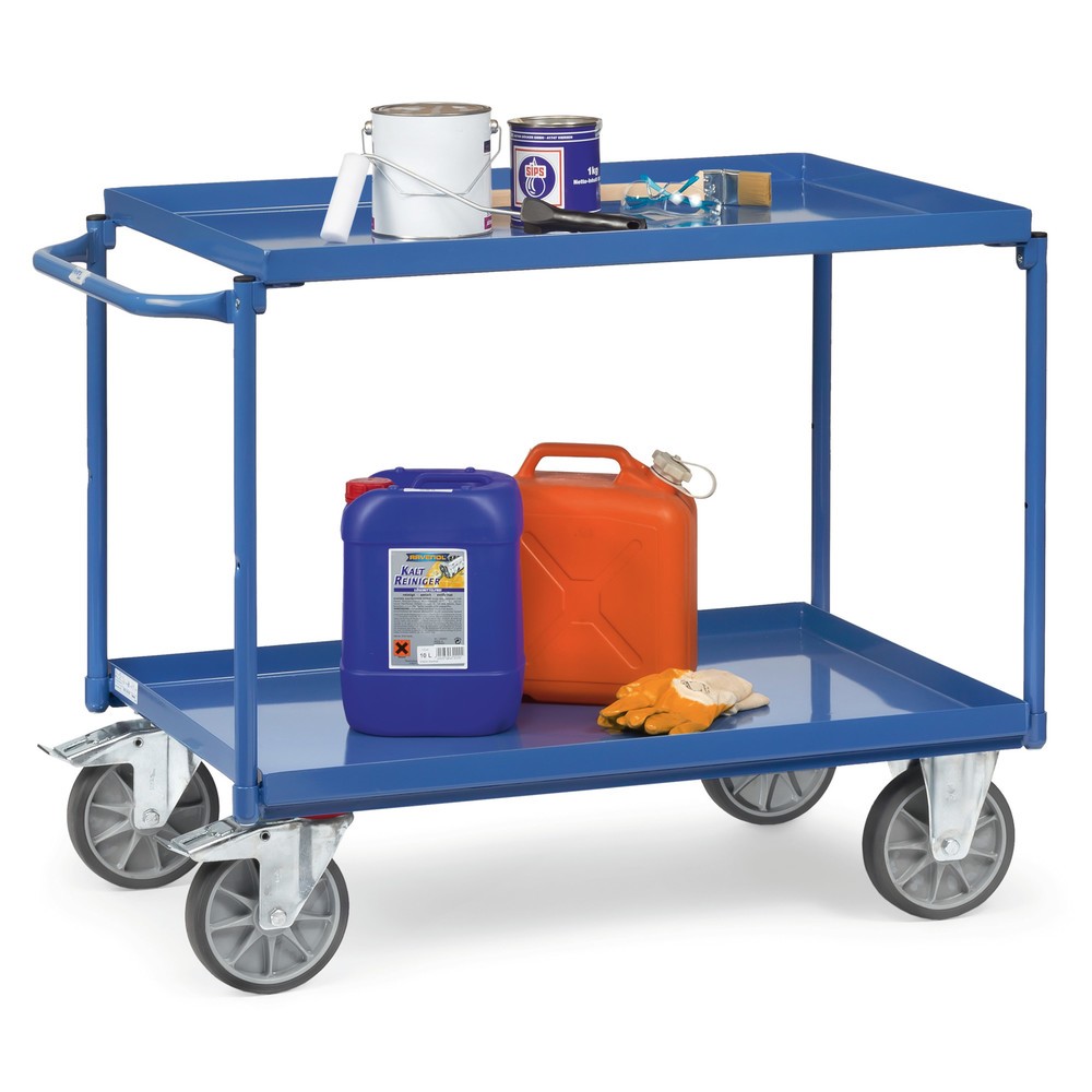 Imagem do produto n.º 2: fetra® carro com mesa com cubas estanques ao óleo, 2 pisos de 1.000 x 700 mm cada, arco em U horizontal