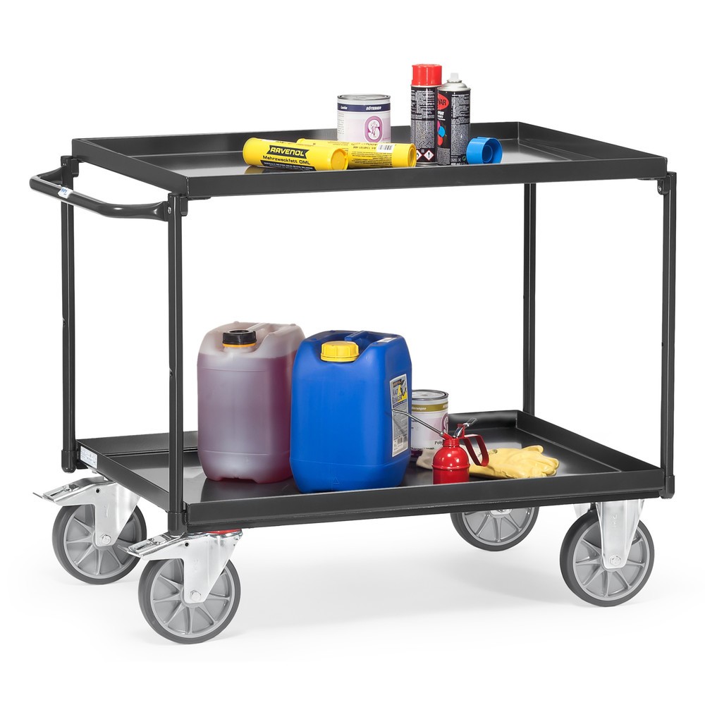 Imagem do produto n.º 2: fetra® carro de mesa com cubas estanques ao óleo, 2 prateleiras de 1.000 x 700 mm, arco em U horizontal, cinza antracite