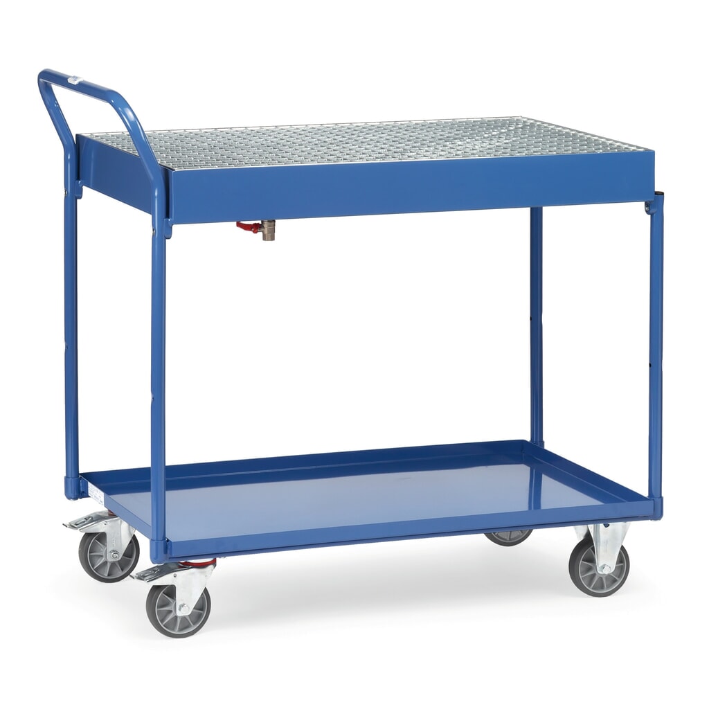 Imagem do produto: fetra® carro com mesa com cubas estanques ao óleo, grade e torneira de escoamento
