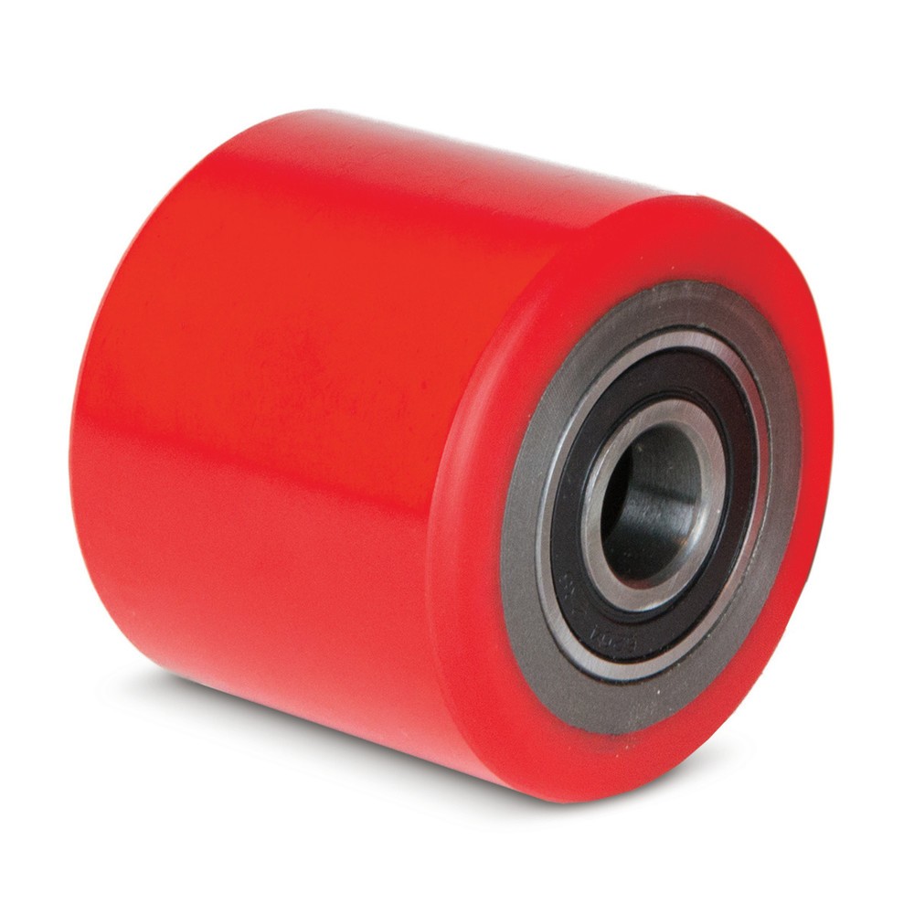 Imagem do produto: Rolete do garfo para porta-paletes manual Ameise® modelo ACY20, simples, PU, Ø x largura 74 x 93 mm, vermelho