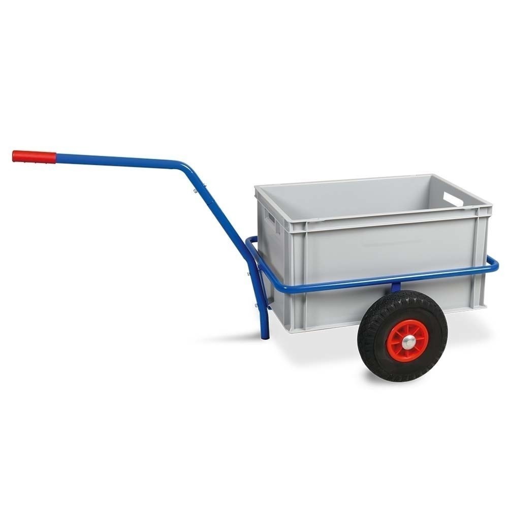 Imagem do produto: Carrinho de mão em tubo de aço, capacidade de carga de 200 kg, com caixa de plástico de 63 litros