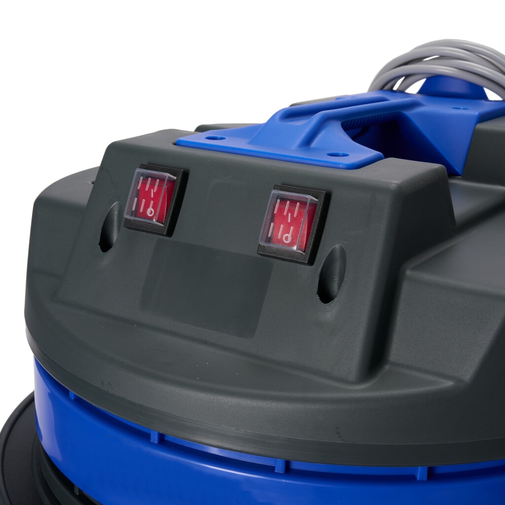 Imagem do produto n.º 4: HEMMDAL Industriesauger, nass + trocken, Kunststoffbehälter, 2.000 W, 70 l, Kippfahrgestell, Schiebebügel, Ablass-Schlauch