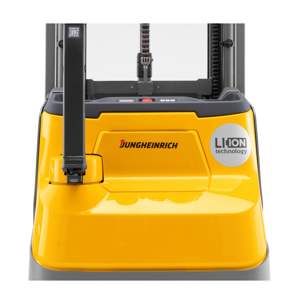 Imagem do produto n.º 2: Empilhador elétrico Jungheinrich EJC 110zi DZ, mastro de elevação telescópico triplo, altura de elevação 4.180 mm, carga nominal 1.000 kg, hidráulica proporcional, função de empilhamento duplo