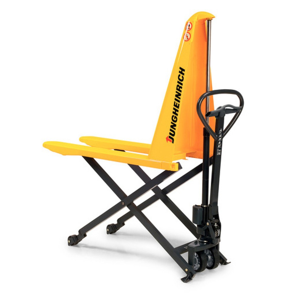 Imagem do produto: Jungheinrich porta-paletes de tesoura AMX 10, manual-hidráulico, capacidade de carga de 1000 kg, largura especial dos garfos 680 mm, borracha maciça/nylon.