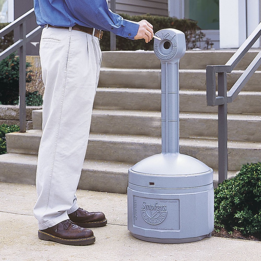 Imagem do produto n.º 3: Justrite® cinzeiro com pé de suporte de segurança, autoextinguível, 15 litros, cinzento