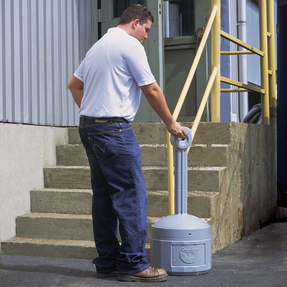 Imagem do produto n.º 4: Justrite® cinzeiro com pé de suporte de segurança, autoextinguível, 15 litros, cinzento
