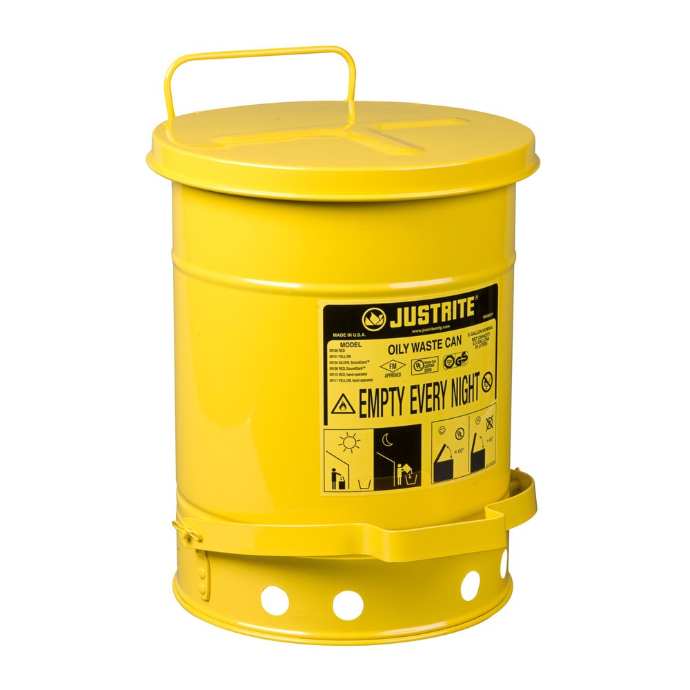 Imagem do produto n.º 1: Justrite® recipiente de recolha para bancada, com pedal, amarelo, 20 litros