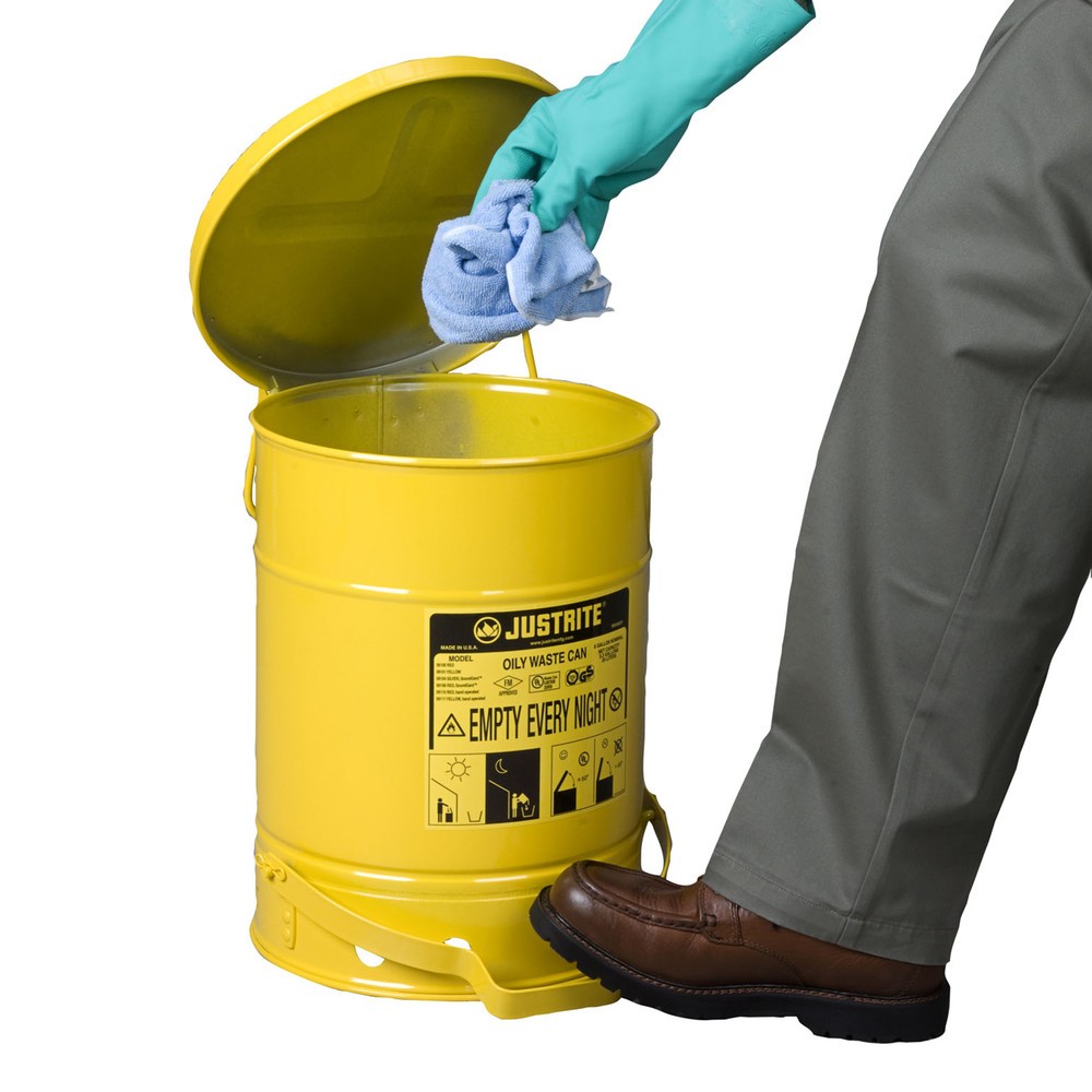 Imagem do produto n.º 2: Justrite® recipiente de recolha para bancada, com pedal, amarelo, 20 litros