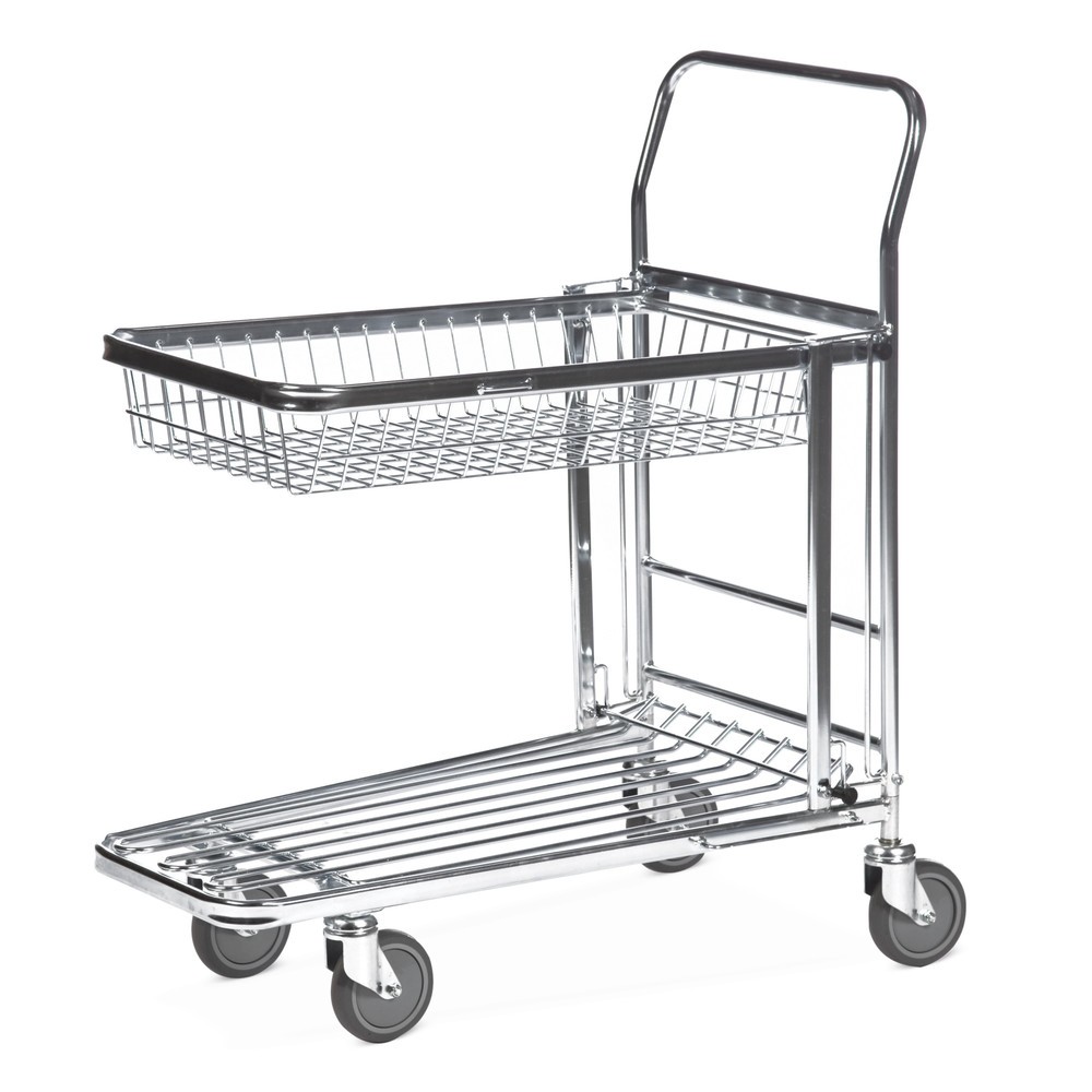 Imagem do produto: Kongamek carro de armazenamento e transporte com cesto rebatível, superfície de carregamento traseira LxP 344 x 700 mm