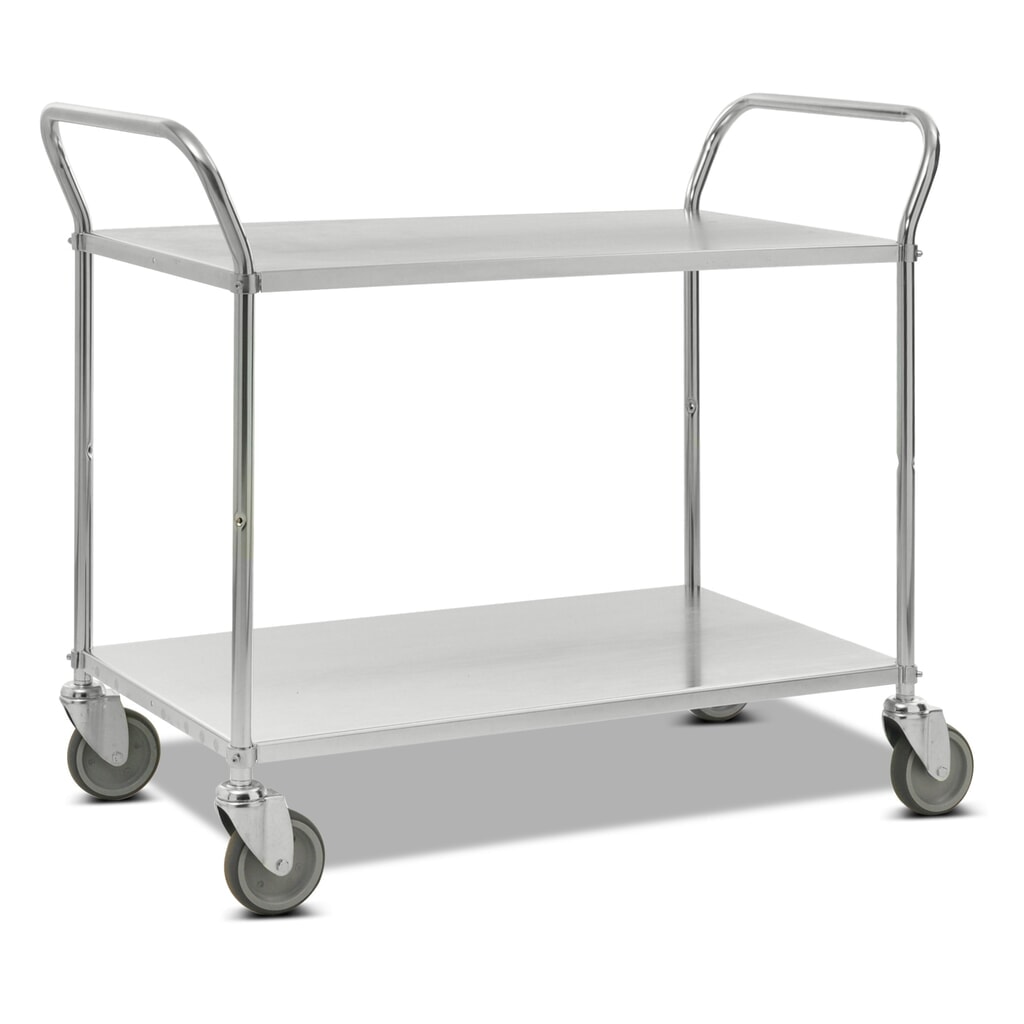 Carro com mesa Kongamek, completamente zincado, arcos em U elevados, 2 níveis de 900 x 540 mm Imagem do produto: Carro com mesa Kongamek, completamente zincado, arcos em U elevados, 2 níveis de 900 x 540 mm