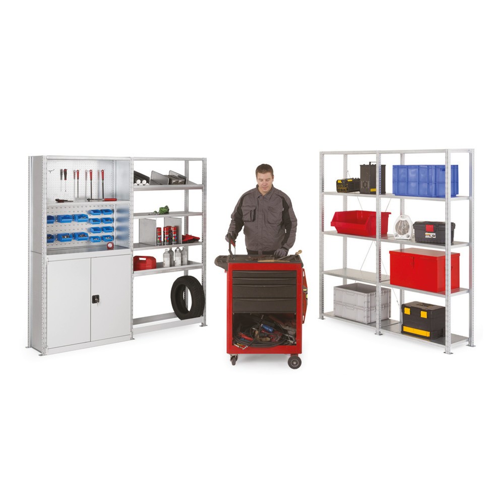 Imagem do produto n.º 7: ManOrga estante para picking, módulo de extensão, com fundos em painéis de aço, capacidade de carga de 255 kg por prateleira, zincado, AxLxP 2500 x 1300 x 700 mm