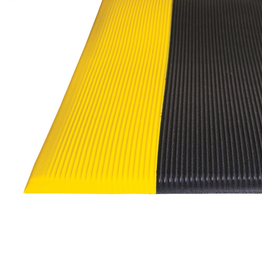 Imagem do produto n.º 3: Tapete antifadiga NoTrax, PVC/espuma de vinil, ranhurado, por metro x 600 mm, preto/amarelo