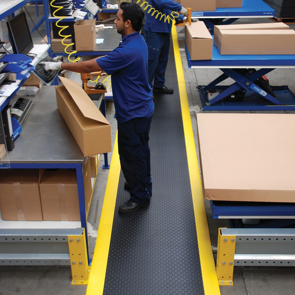 Imagem do produto n.º 4: Tapete antifadiga NoTrax, PVC/espuma de vinil, ranhurado, por metro x 600 mm, preto/amarelo