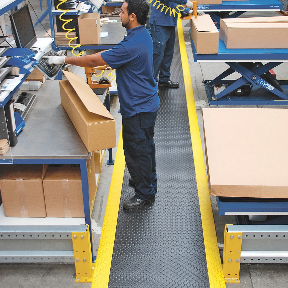 Imagem do produto n.º 3: Tapete antifadiga NoTrax, PVC/espuma de vinil, com saliências, por metro x 600 mm, preto/amarelo