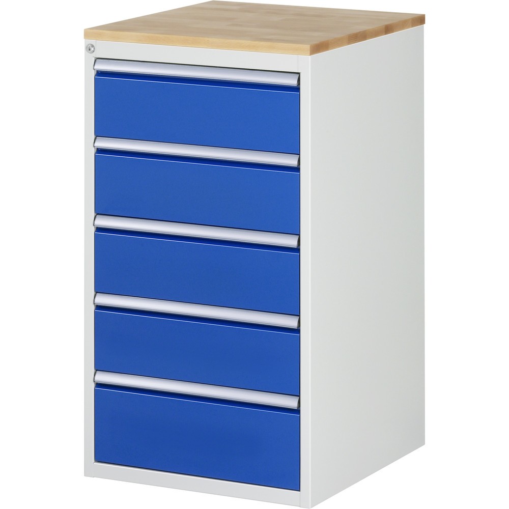 Imagem do produto: Armário de gavetas RAU série 7000, AxLxP 1035 x 580 x 650 mm, 5 gavetas com extensão de 90%, 4 gavetas de 180 mm, 1 gaveta de 210 mm, superfície de trabalho em faia.