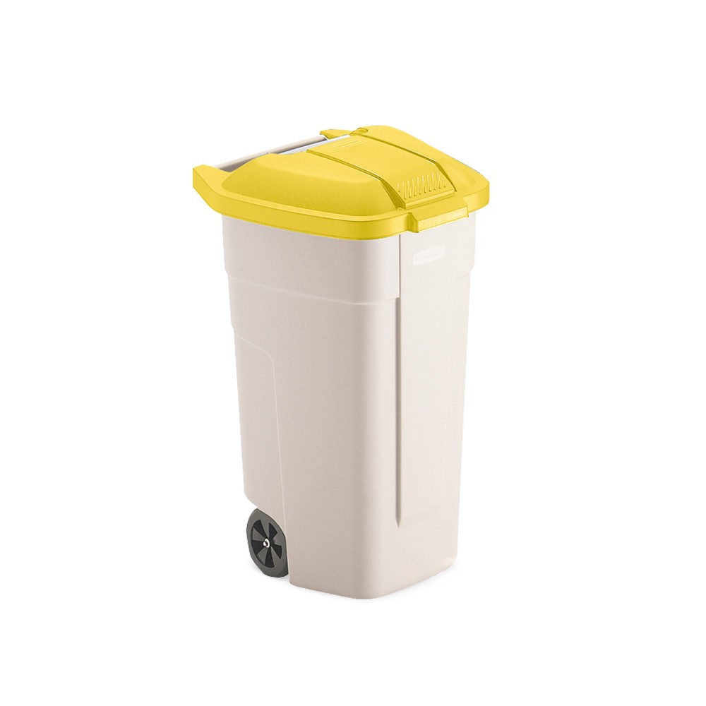 Imagem do produto n.º 3: Rubbermaid® contentores de lixo, 100 litros, com rodas, tampa amarela