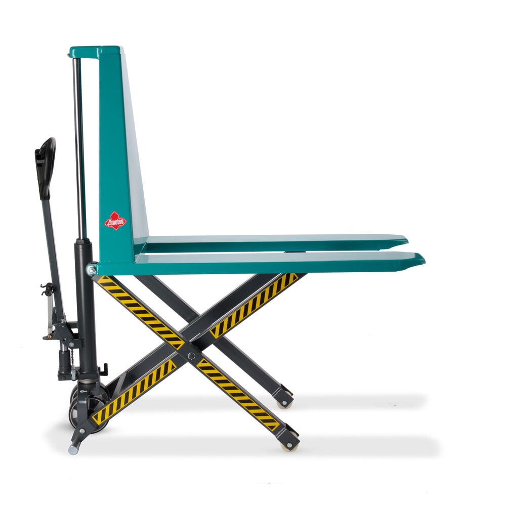 Imagem do produto n.º 1: Porta-paletes de tesoura Ameise® PTM 1.0 com elevação rápida, capacidade de carga de 1000 kg, comprimento dos garfos de 1150 mm, poliuretano/ nylon