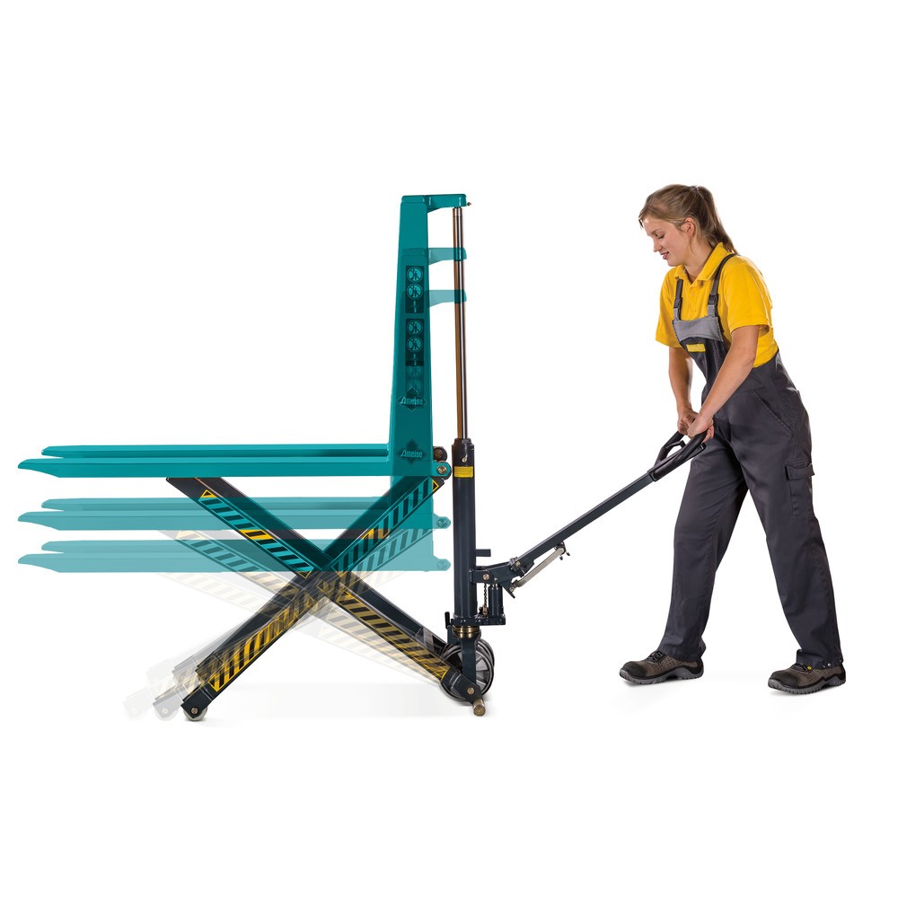 Imagem do produto n.º 18: Porta-paletes de tesoura Ameise® PTM 1.0 com elevação rápida, capacidade de carga de 1000 kg, comprimento dos garfos de 1150 mm, poliuretano/ nylon