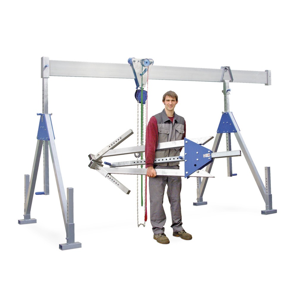 Imagem do produto: SCHILLING guindaste de pórtico em alumínio com suporte divisível, ponto de suspensão 1249–2349 mm, comprimento 4000 mm, capacidade de carga 500 kg