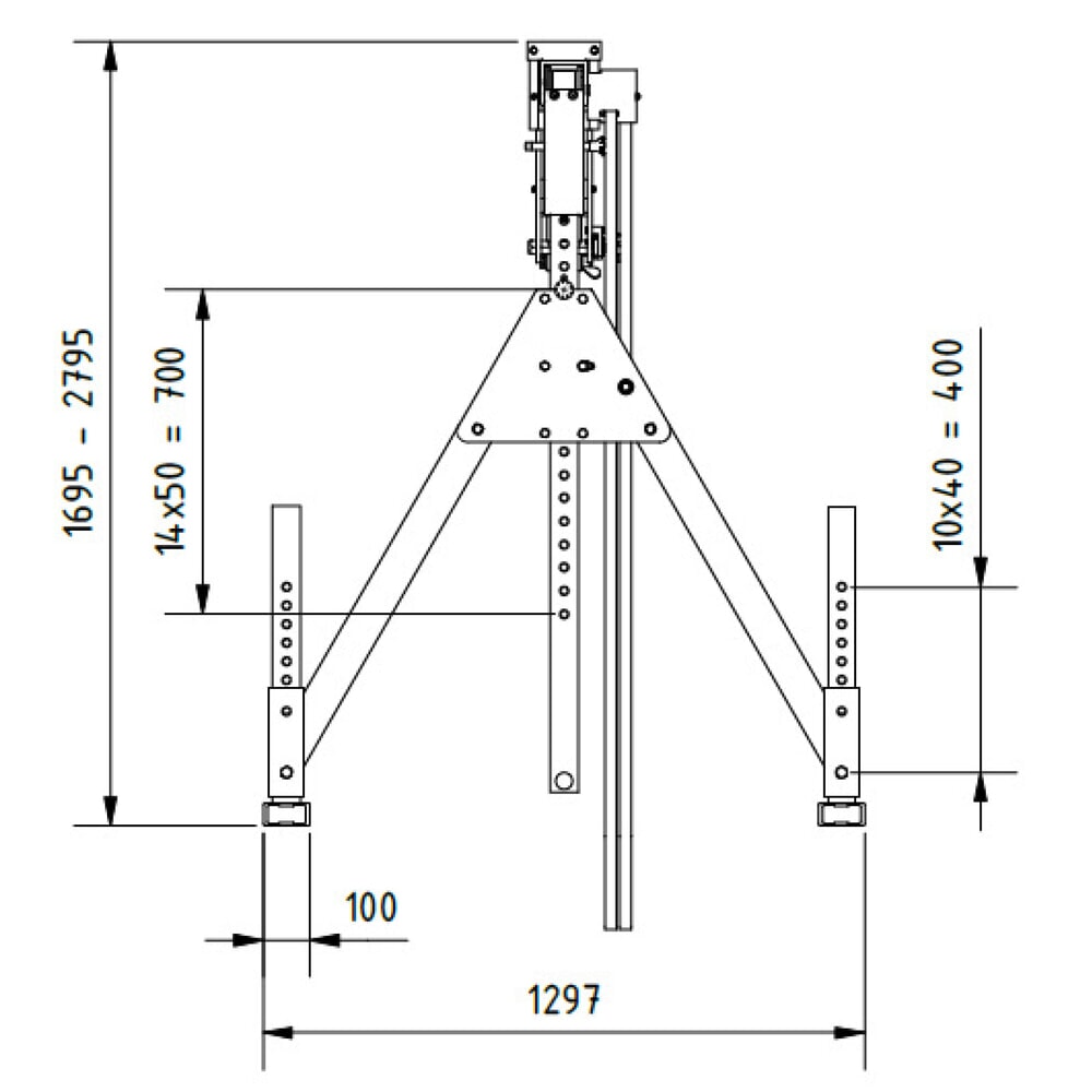 Imagem do produto n.º 3: SCHILLING guindaste de pórtico em alumínio com suporte divisível, ponto de suspensão 1249–2349 mm, comprimento 4000 mm, capacidade de carga 500 kg