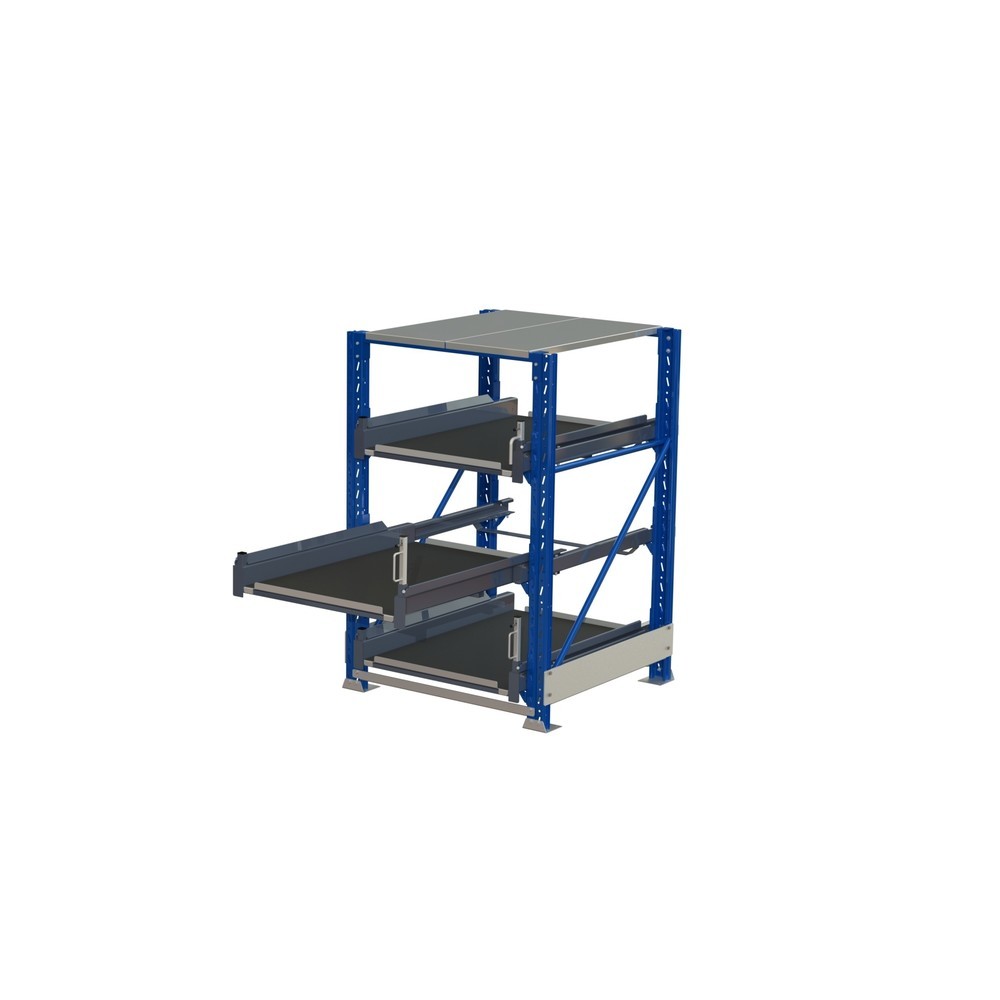 Imagem do produto: Estante de extração para cargas pesadas com 3 gavetas, capacidade de carga de 600 kg, profundidade de extração de 70 %.
