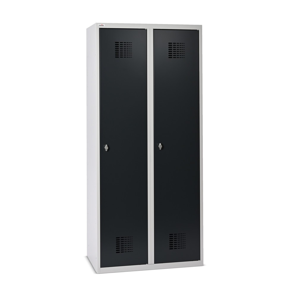 Imagem do produto: Armário de vestiário duplo Steinbock®, de chão, 2 compartimentos, divisória central, fecho de came giratório, AxLxP 1800 x 800 x 500 mm, cinzento-claro/cinzento-antracite