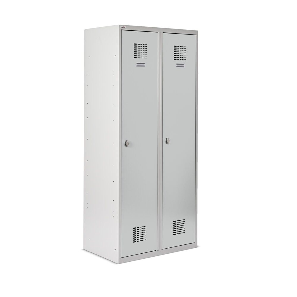 Imagem do produto n.º 7: Steinbock® cacifo duplo, assente no chão, 2 compartimentos, parede separadora central, fecho de came giratório, AxLxP 1800 x 800 x 500 mm, cinzento-claro/cinzento-claro