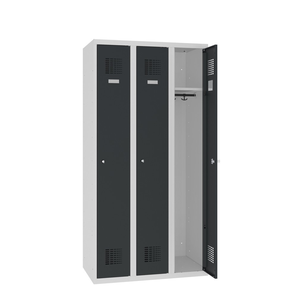 Imagem do produto: Steinbock® cacifo assente no chão, 3 compartimentos, fechadura de cilindro, AxLxP 1800 x 900 x 500 mm, cinzento-claro/cinzento-antracite