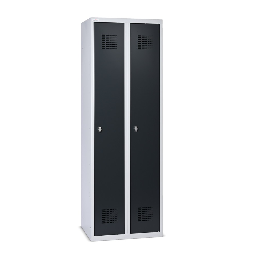 Imagem do produto: Armário de vestiário Steinbock®, de chão, 2 compartimentos, fecho de came giratório, AxLxP 1800 x 600 x 500 mm, cinzento-claro/cinzento-antracite