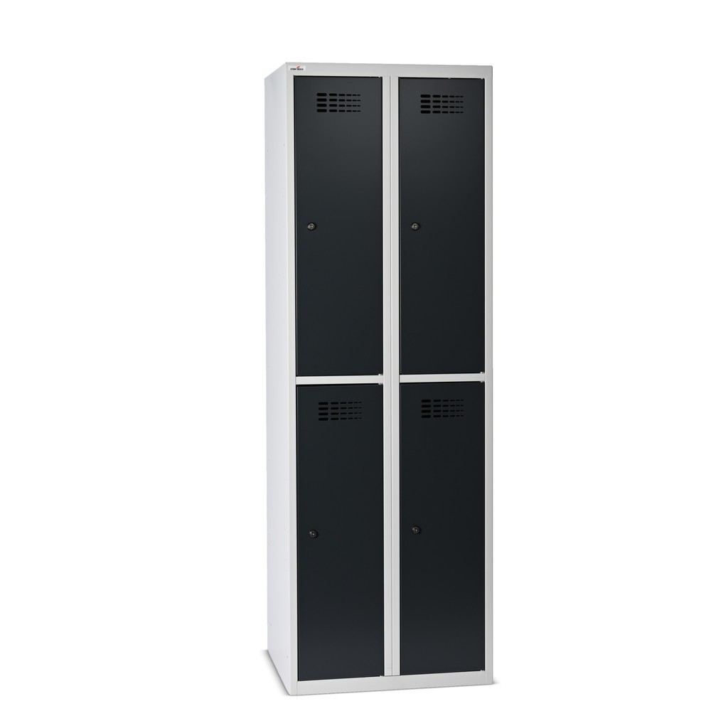 Imagem do produto: Armário de vestiário Steinbock®, de chão, 2 níveis, 4 compartimentos, fechadura de cilindro, AxLxP 1800 x 600 x 500 mm, cinzento-claro/cinzento-antracite