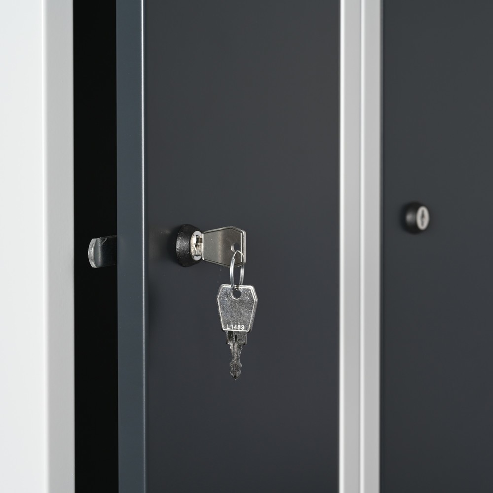 Imagem do produto n.º 5: Steinbock® cacifo de vestiário assente no chão, de 2 níveis, 6 compartimentos, fechadura de cilindro, AxLxP 1800 x 900 x 500 mm, cinzento-claro/cinzento-antracite
