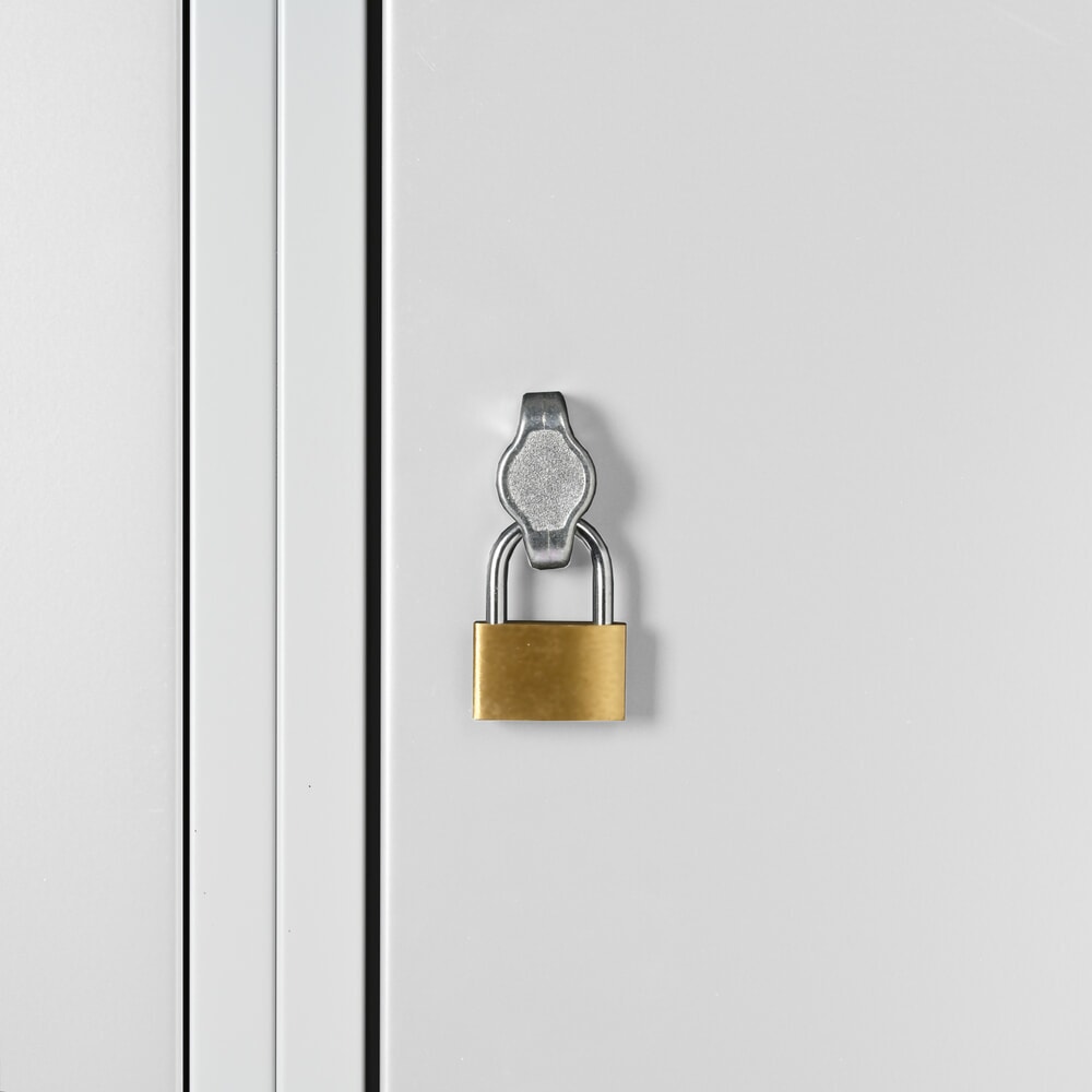 Imagem do produto n.º 2: Steinbock® cacifo duplo, assente no chão, 2 compartimentos, parede separadora central, fecho de came giratório, AxLxP 1800 x 800 x 500 mm, cinzento-claro/cinzento-claro