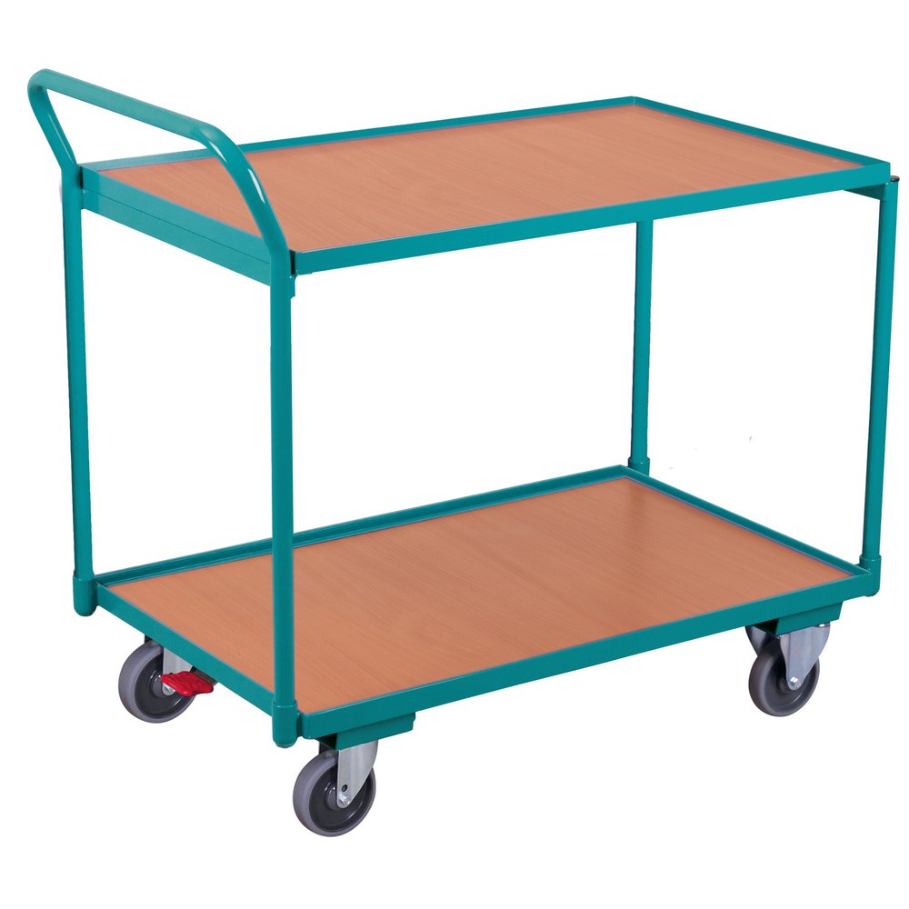 Imagem do produto: Carro com mesa Ameise®, arco em U vertical, 2 pisos de 850 x 500 mm, com travão central.