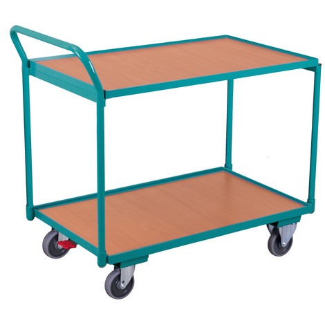Imagem do produto n.º 1: Carro com mesa Ameise®, arco em U vertical, 2 pisos de 850 x 500 mm, com travão central.