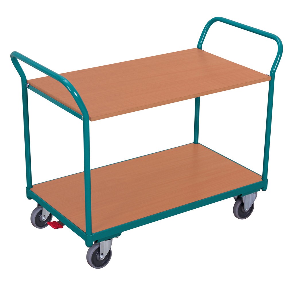 Imagem do produto: Carro com mesa Ameise®, com 2 pisos de 850 x 500 mm, com travão central.