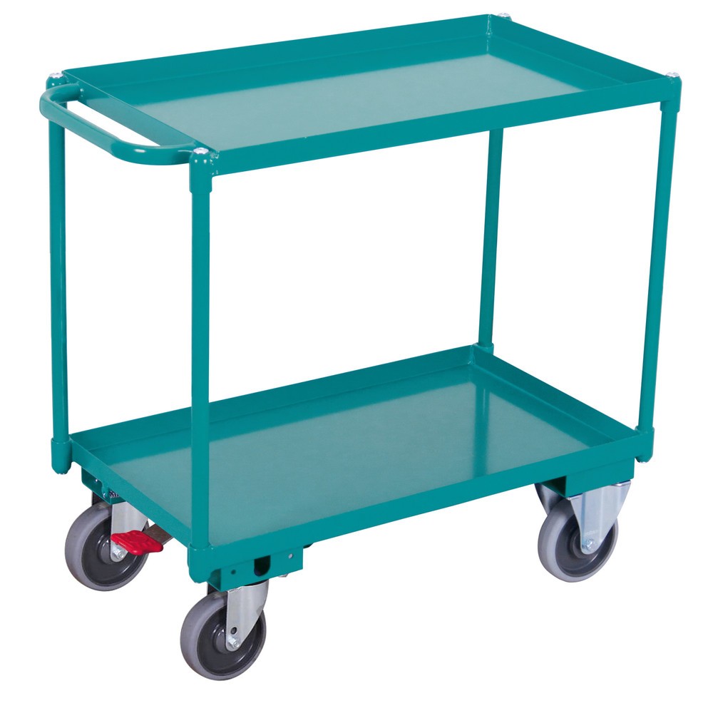 Imagem do produto: Carro com mesa Ameise®, com cubas estanques ao óleo, 2 pisos de 846 x 496 mm, com travão central