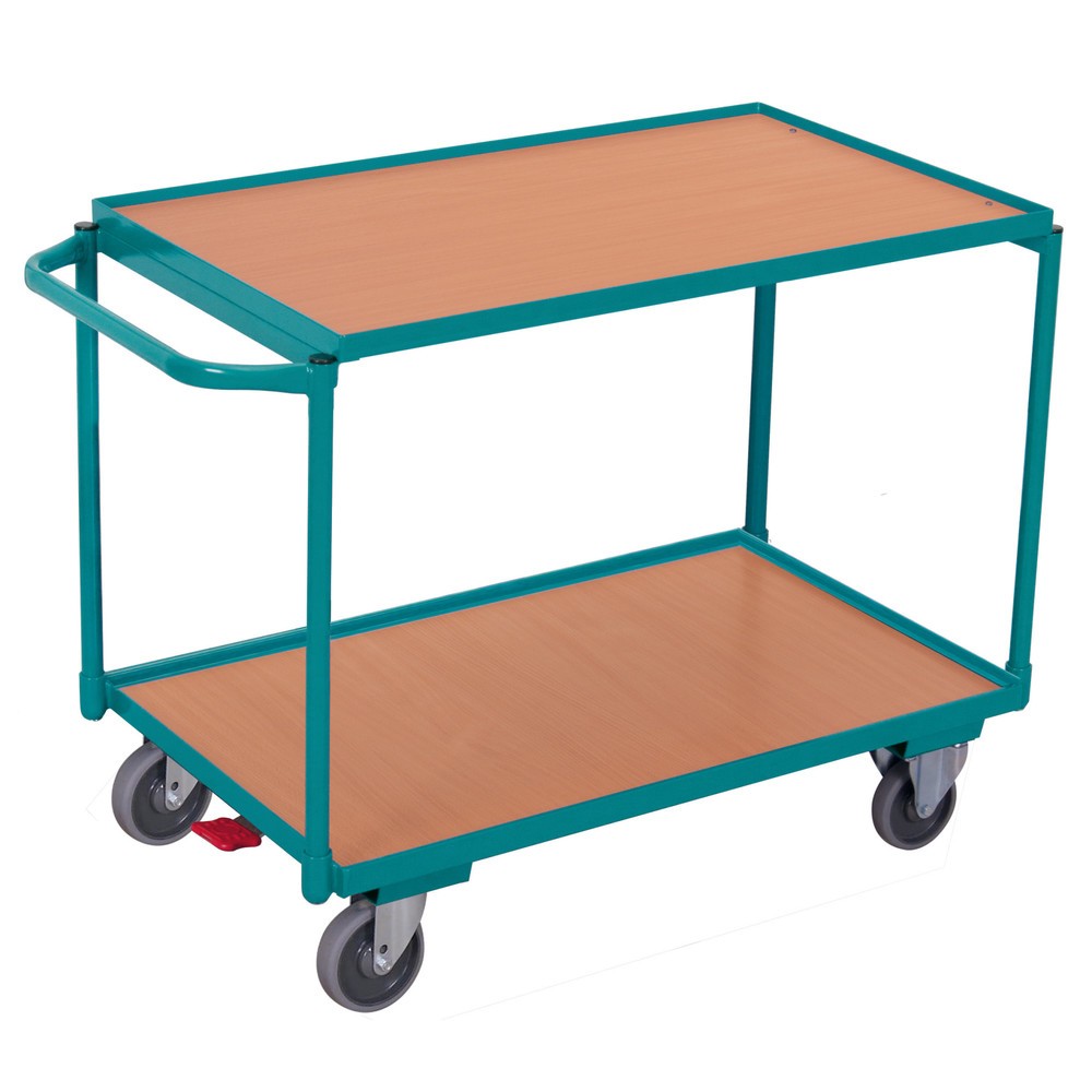 Imagem do produto: Carro com mesa Ameise®, arco em U horizontal, 2 pisos de 850 x 500 mm, capacidade de carga de 250 kg, com travão central.