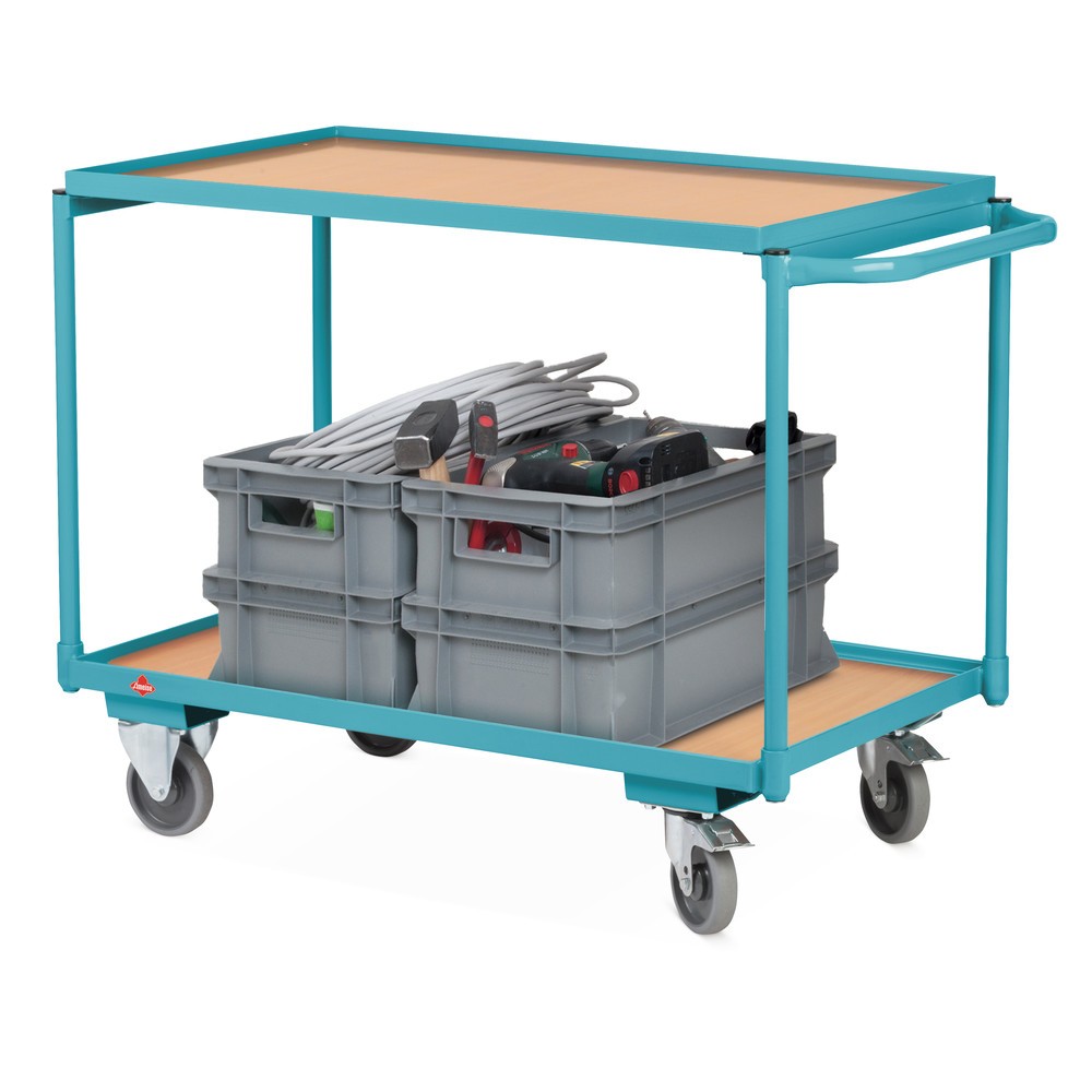 Imagem do produto n.º 3: Carro com mesa Ameise®, arco em U horizontal, 2 pisos de 850 x 500 mm, capacidade de carga de 250 kg, com travão central.