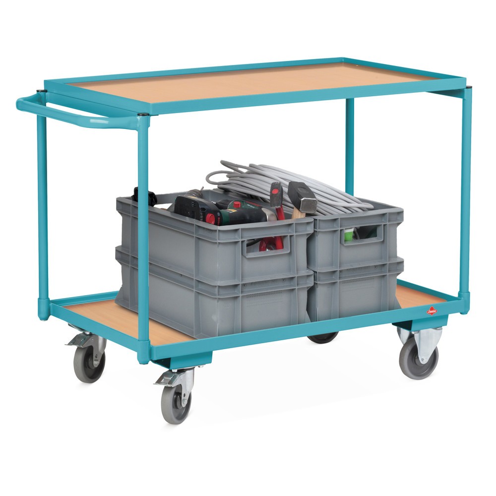 Imagem do produto n.º 4: Carro com mesa Ameise®, arco em U horizontal, 2 pisos de 850 x 500 mm, capacidade de carga de 250 kg, com travão central.